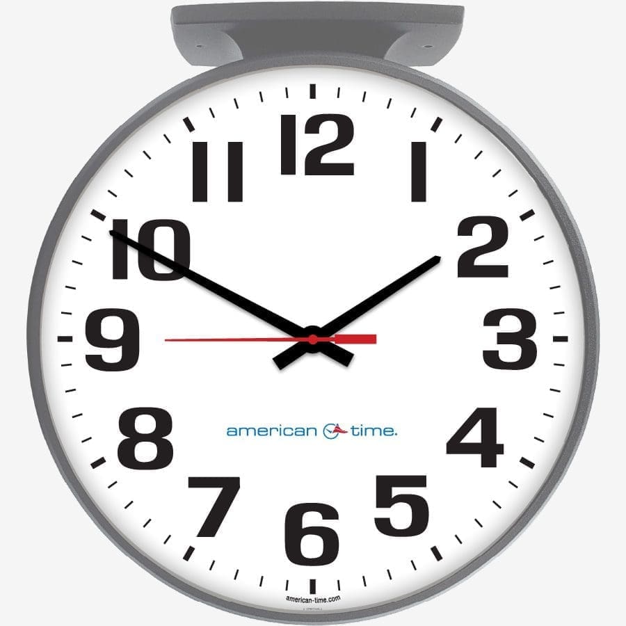 15" Power over Ethernet Round Double Dial Ceiling Clock (Gray Steel, Dial 01)